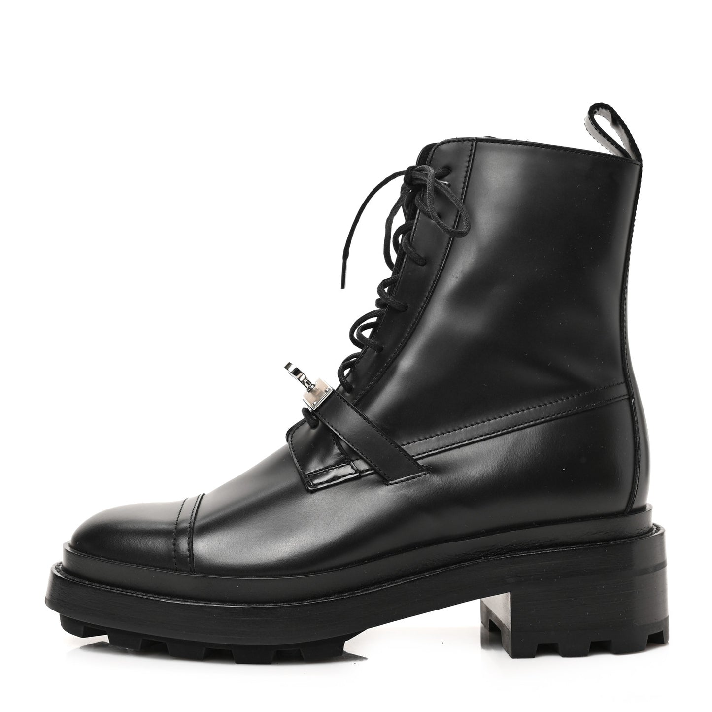 Glossed Calfskin Funk Ankle Boots 37.5 Black