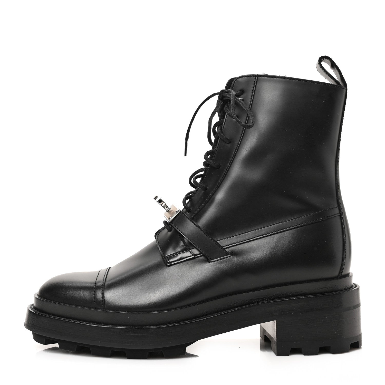 Hermes Glossed Calfskin Funk Ankle Boots 37.5 Black 1 of 6