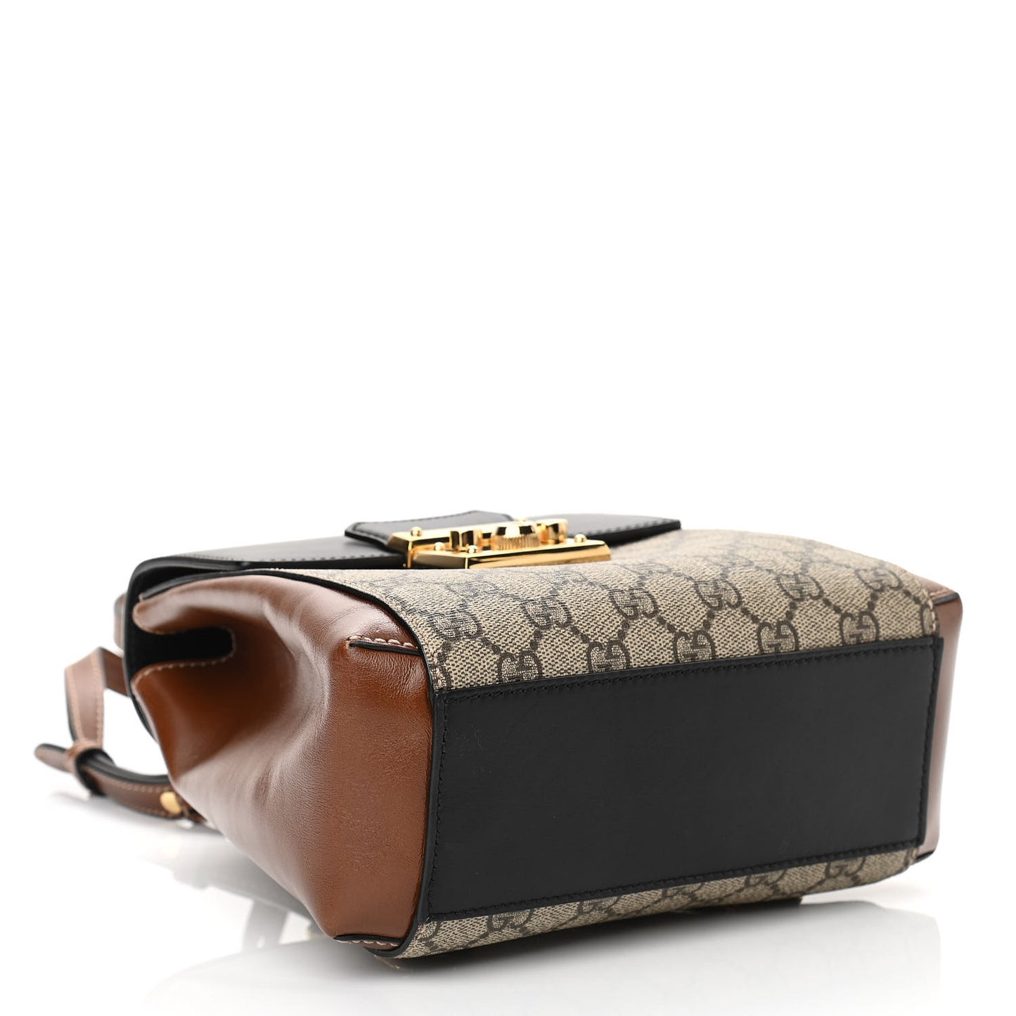 GG Supreme Monogram Calfskin Padlock Backpack Beige Cuir Black