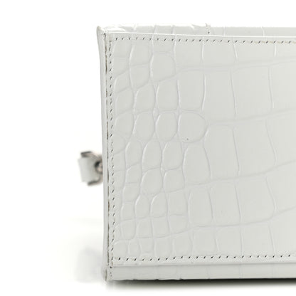 Balenciaga Calfskin Crocodile Embossed Small Hourglass Top Handle Bag White 10 of 11
