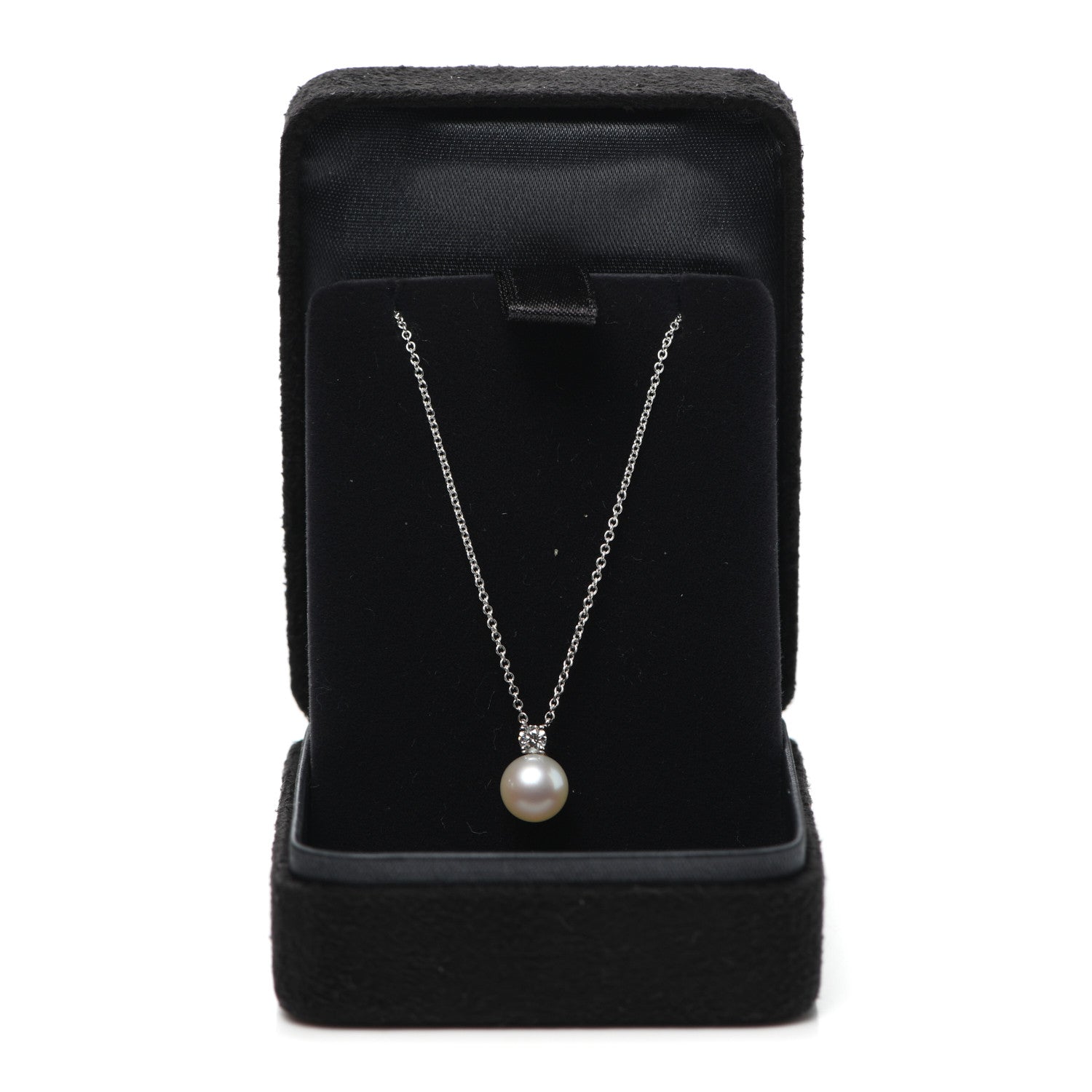 Tiffany 18K White Gold Diamond Akoya Pearl 7.5mm Signature Pendant Necklace 6 of 6