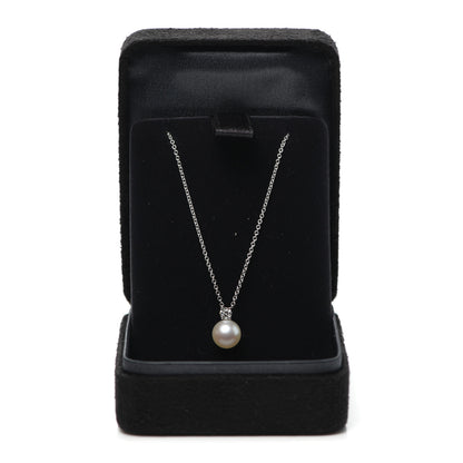 Tiffany 18K White Gold Diamond Akoya Pearl 7.5mm Signature Pendant Necklace 6 of 6