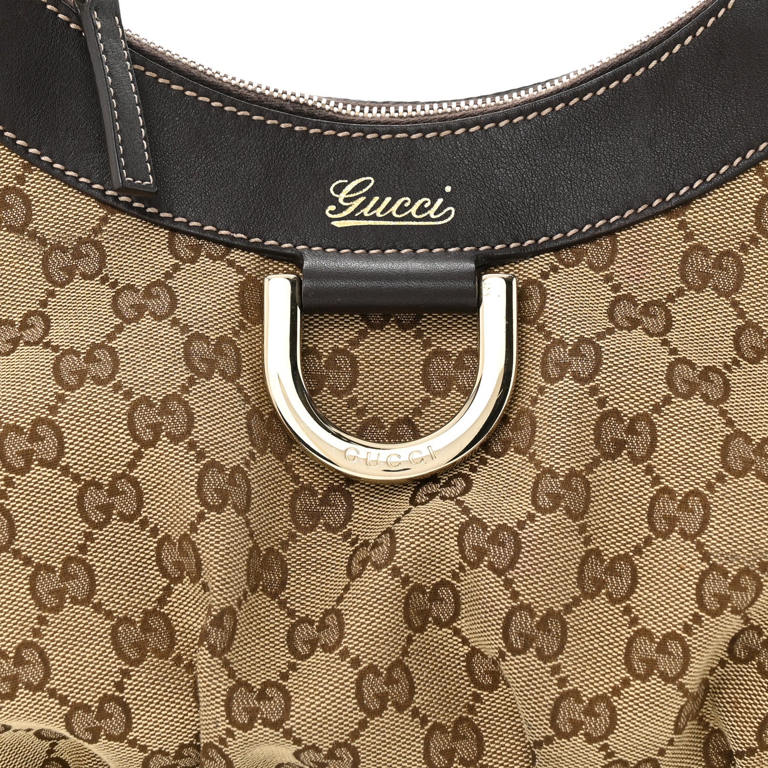 Gucci Monogram Medium D Gold Ring Hobo Dark Brown 8 of 11