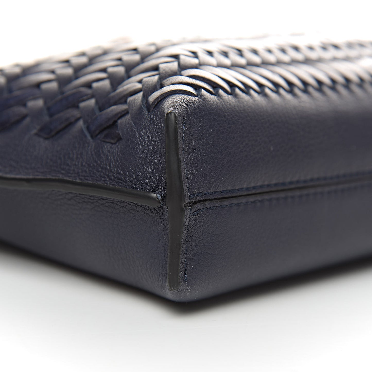 Calfskin Woven Small Missy Bag Navy Tan