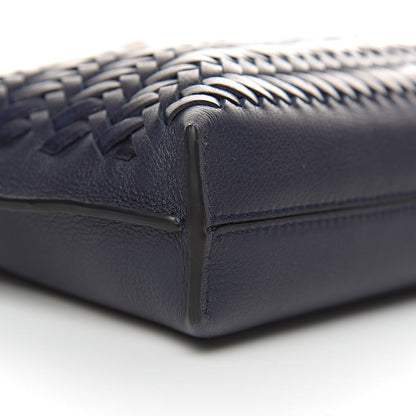 Loewe Calfskin Woven Small Missy Bag Navy Tan 7 of 9
