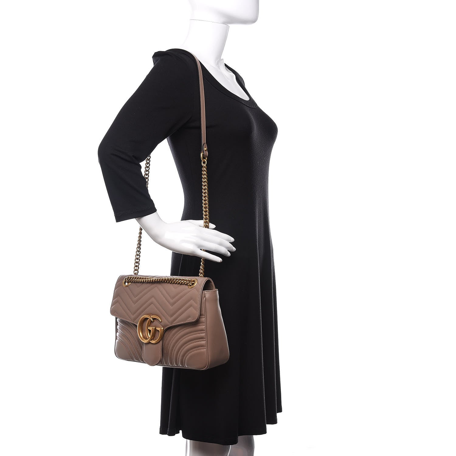Gucci Calfskin Matelasse Medium GG Marmont Shoulder Bag Porcelain Rose 2 of 12
