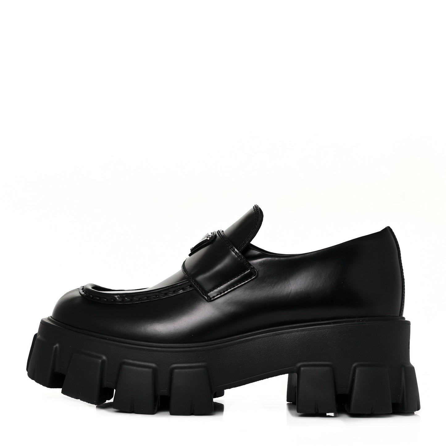 Spazzolato Rois Metal Triangle Logo Monolith 55mm Loafers 38 Black