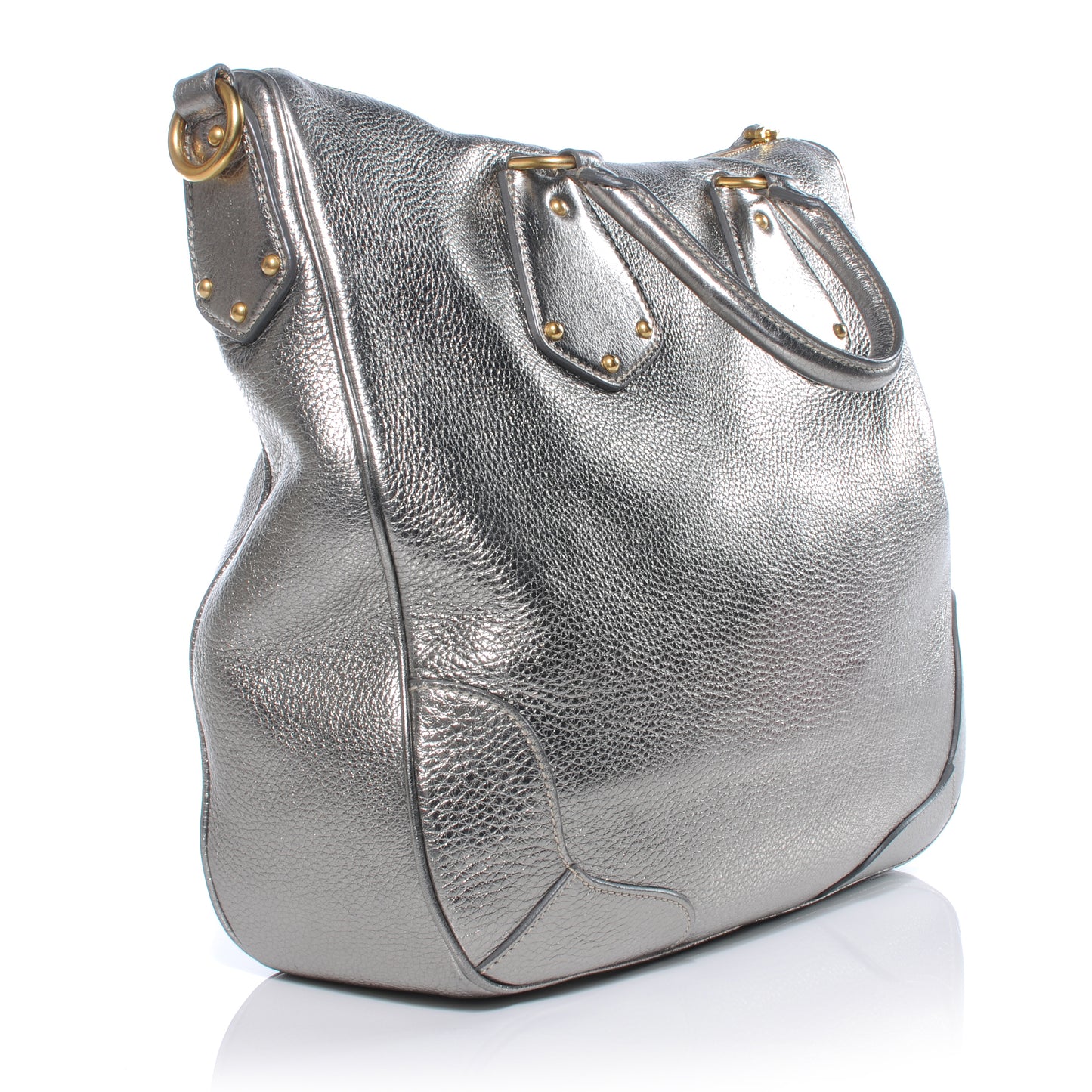 Vitello Daino Shoulder Bag Acciaio
