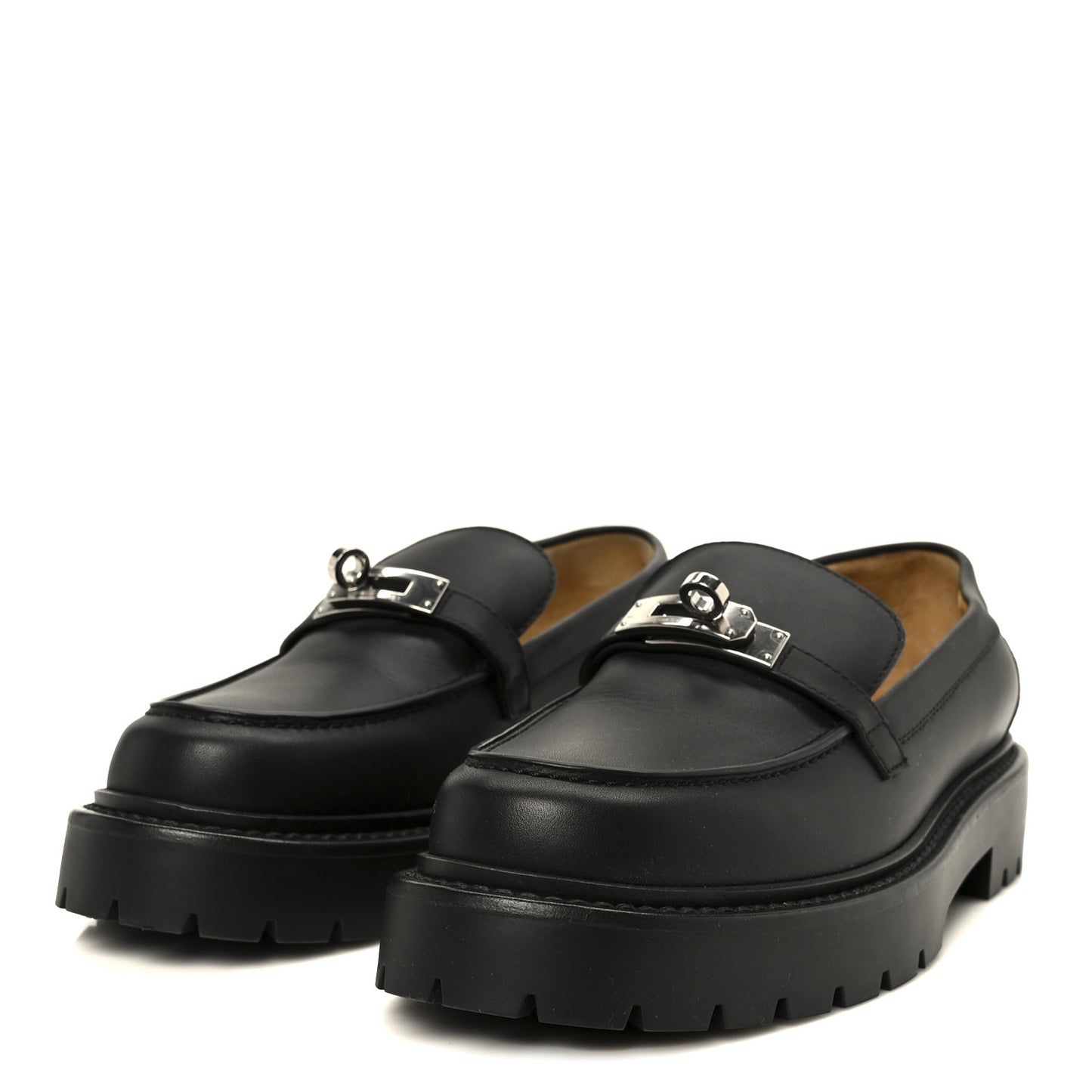 Calfskin Womens Icone Loafers 37 Black