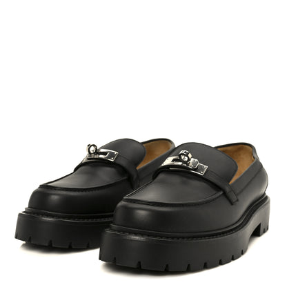 Hermes Calfskin Womens Icone Loafers 37 Black 4 of 9