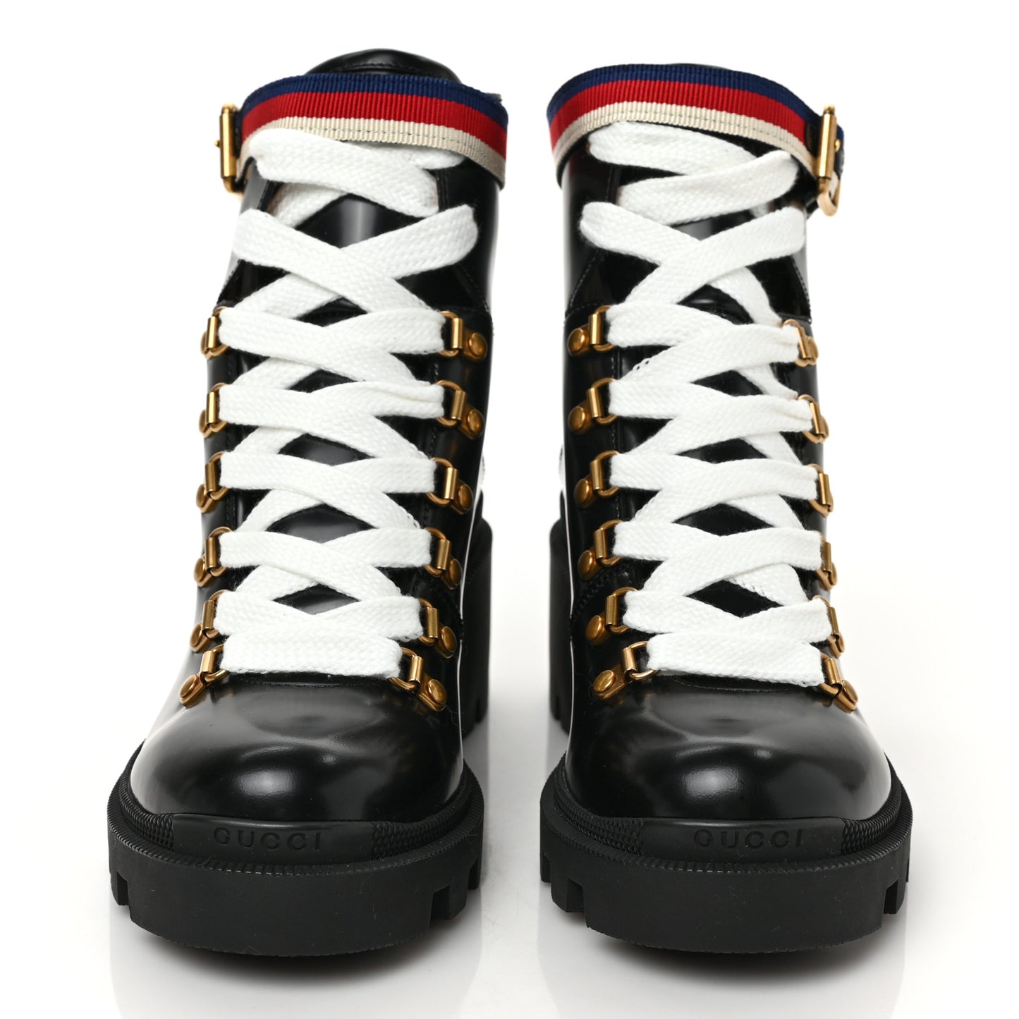 Calfskin Sylvie Web Womens Lace Up Combat Boots 37.5 Black