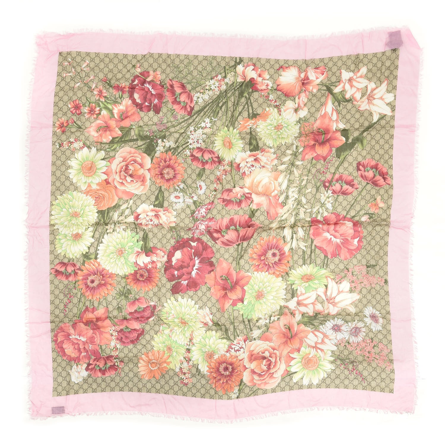 Gucci Silk Monogram Flora Square Scarf Light Pink 1 of 3