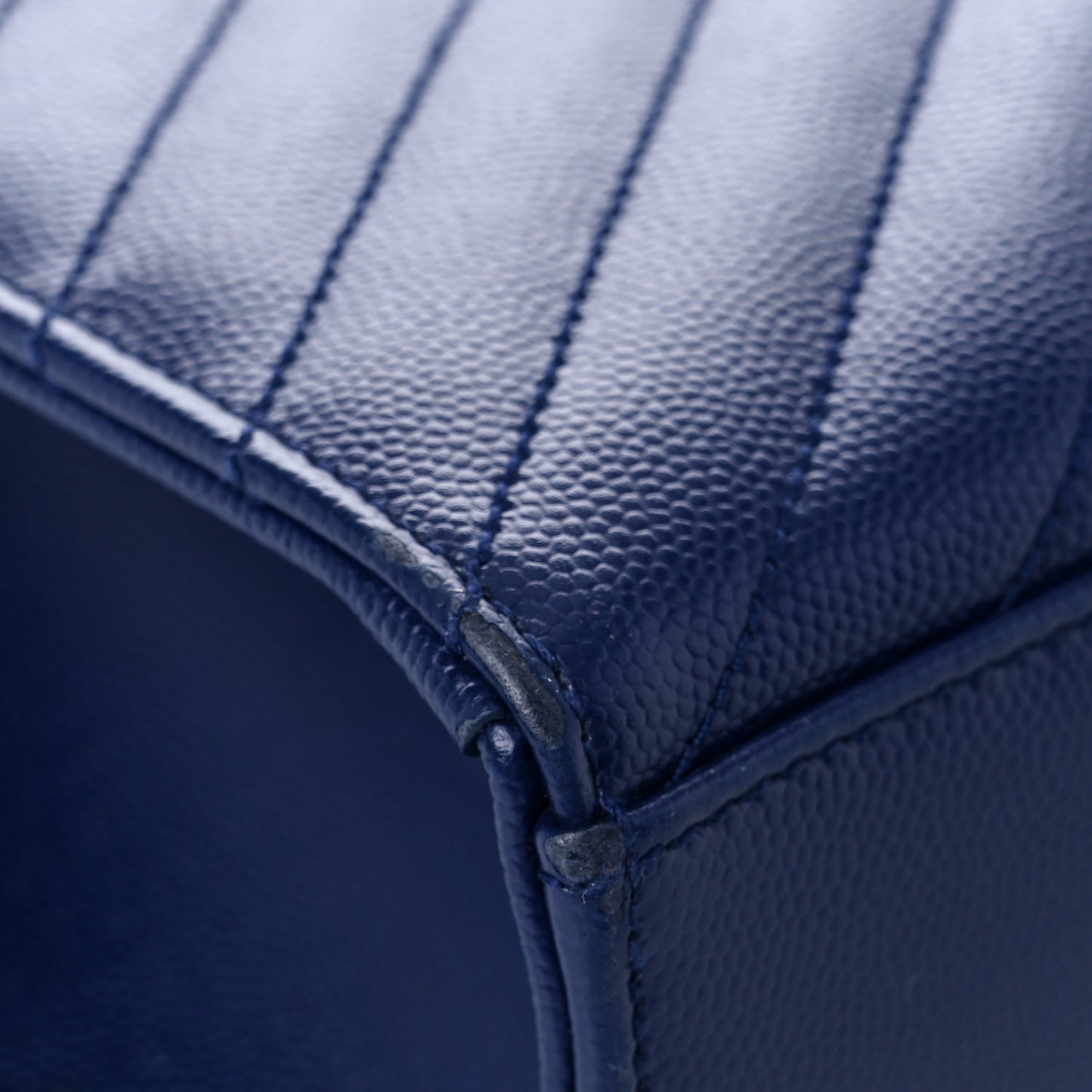 Grain De Poudre Matelasse Chevron Large Monogram Satchel Blue