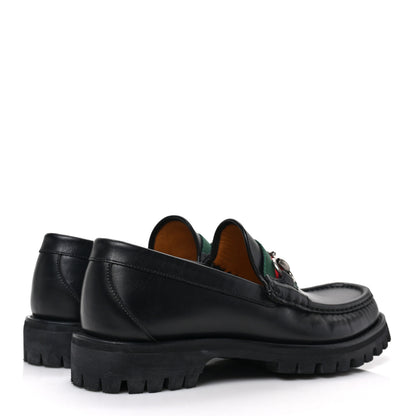 Gucci Cirano Lux Web Mens Horsebit Lug Sole Loafers 6.5 Black 4 of 9