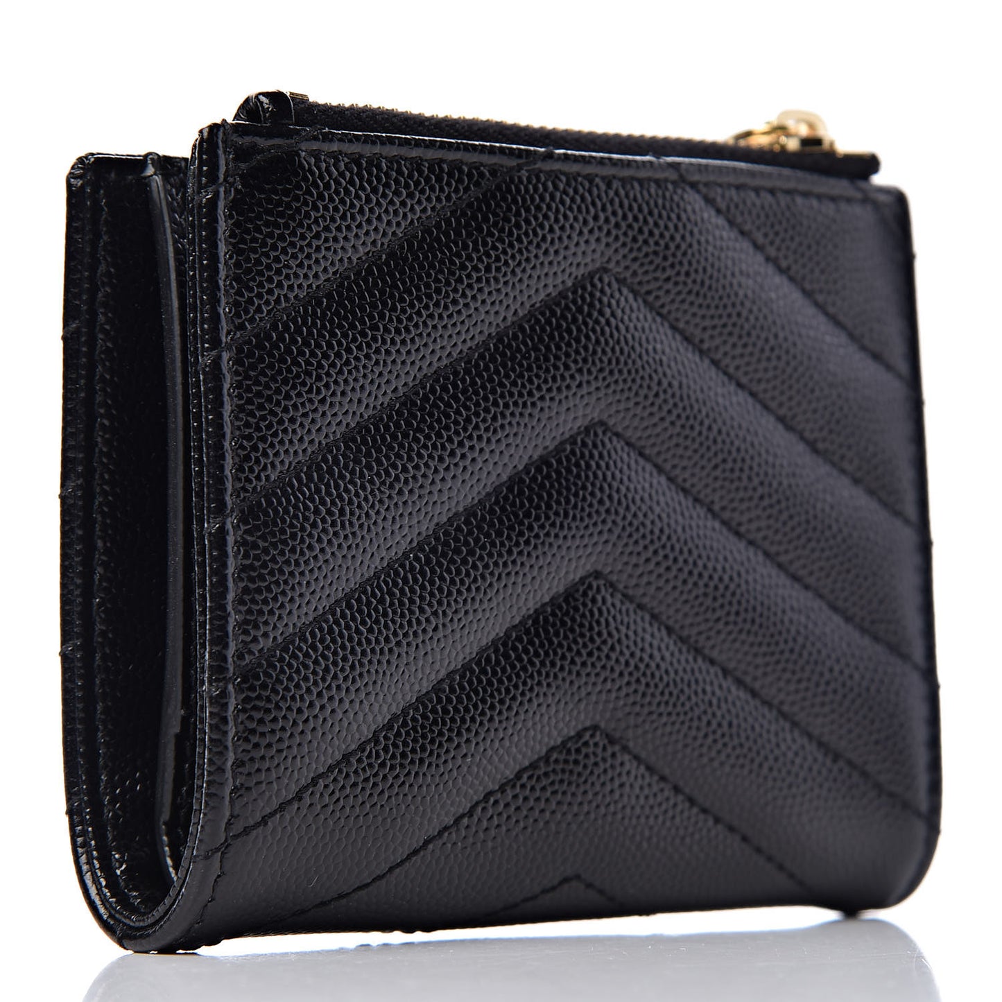 Grain De Poudre Matelasse Chevron Monogram Zipped Card Case Black