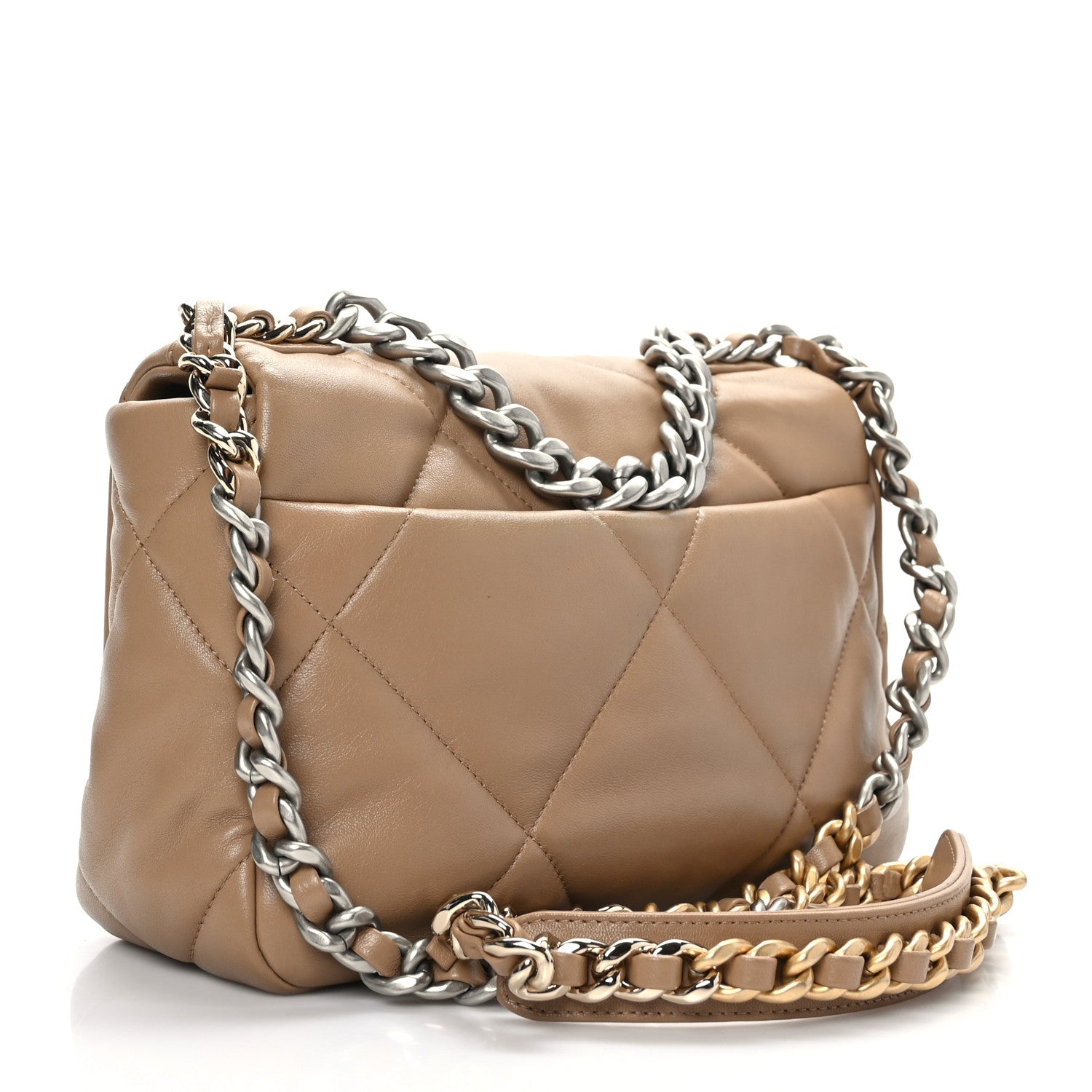 Chanel Lambskin Quilted Medium Chanel 19 Flap Dark Beige 2 of 9