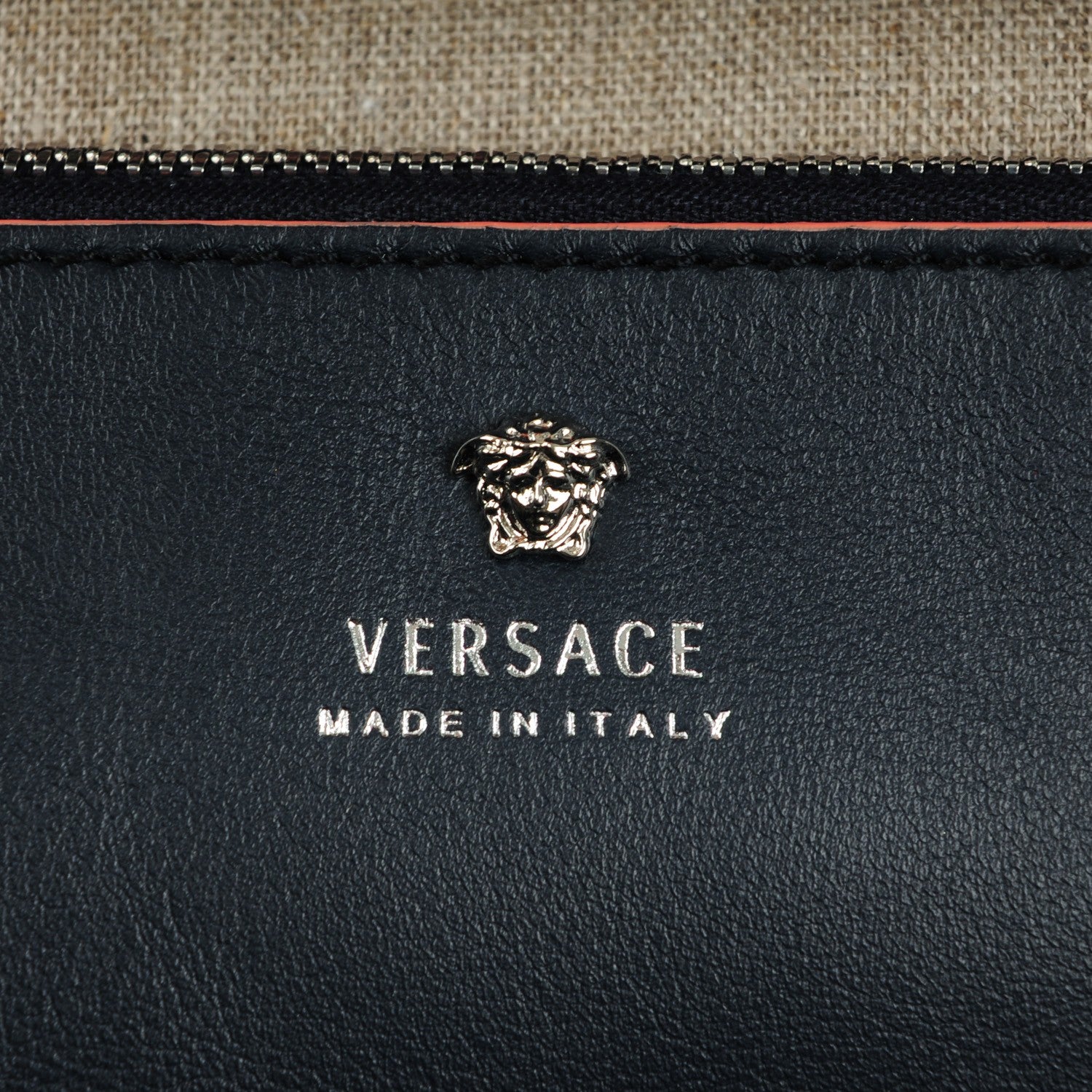 Versace Calfskin Large Palazzo Empire Bag Deep Navy Flamingo 6 of 7