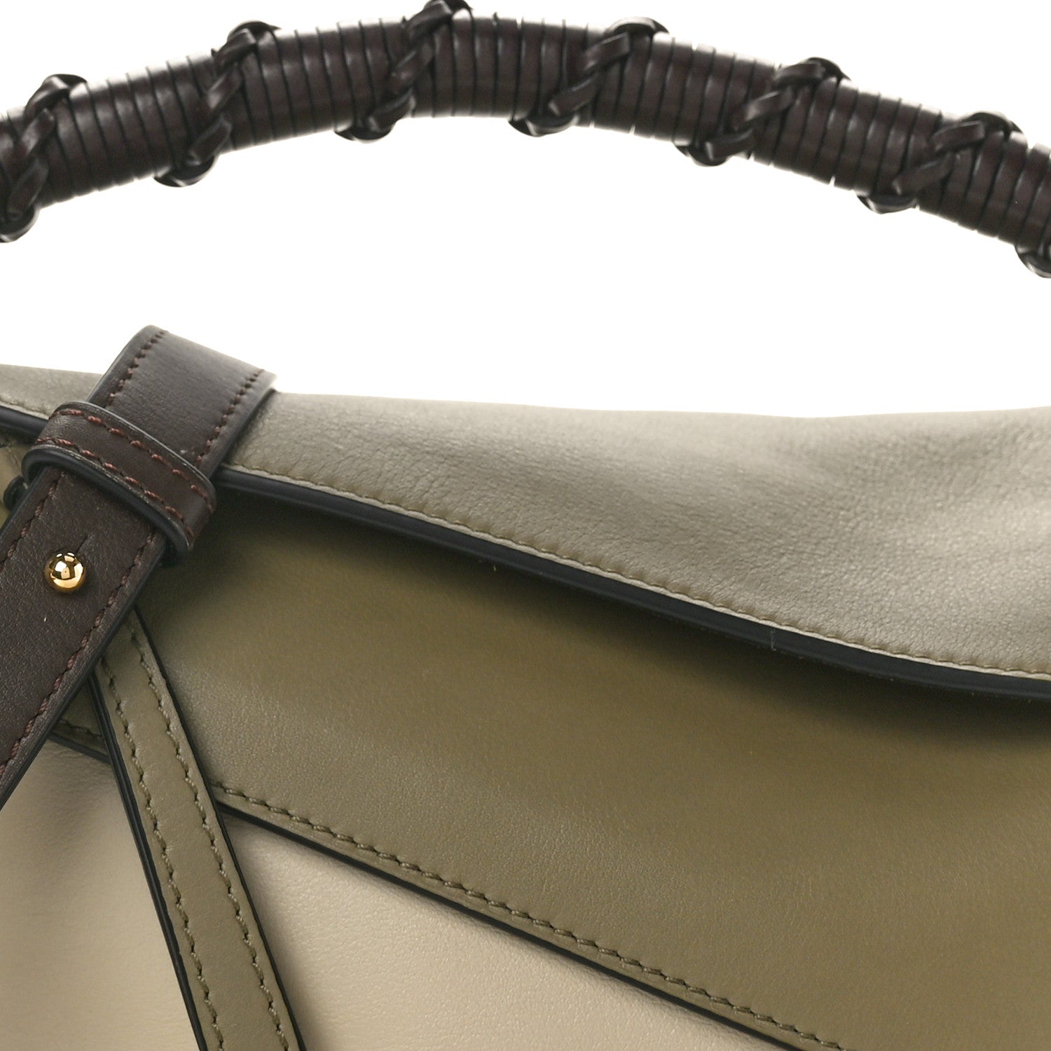 Loewe Calfskin Small Puzzle Edge Bag Laurel Green Light Oat 7 of 9