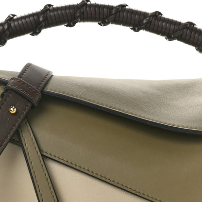 Loewe Calfskin Small Puzzle Edge Bag Laurel Green Light Oat 7 of 9