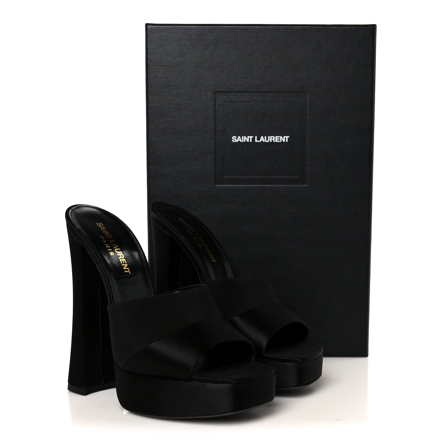 Saint Laurent Crepe Satin Boogie 110 Mule Sandals 37 Black 10 of 10
