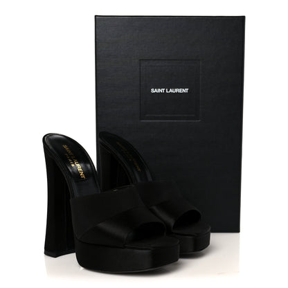 Saint Laurent Crepe Satin Boogie 110 Mule Sandals 37 Black 10 of 10