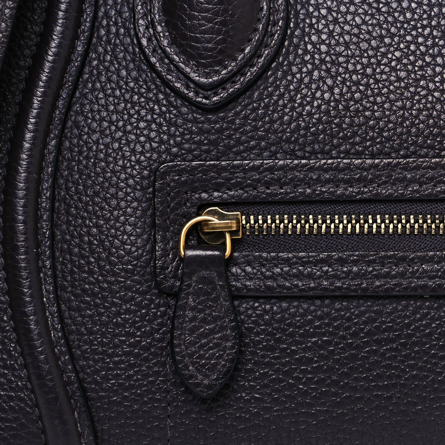 Celine Drummed Calfskin Nano Luggage Liquorice 7 of 14