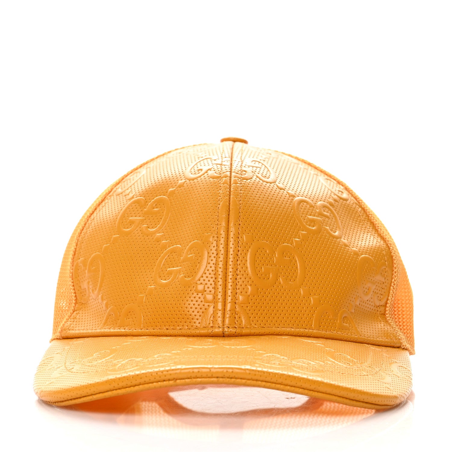 Gucci Calfskin Mesh GG Tennis Embossed Gary Baseball Hat 58 Tangerine 3 of 9