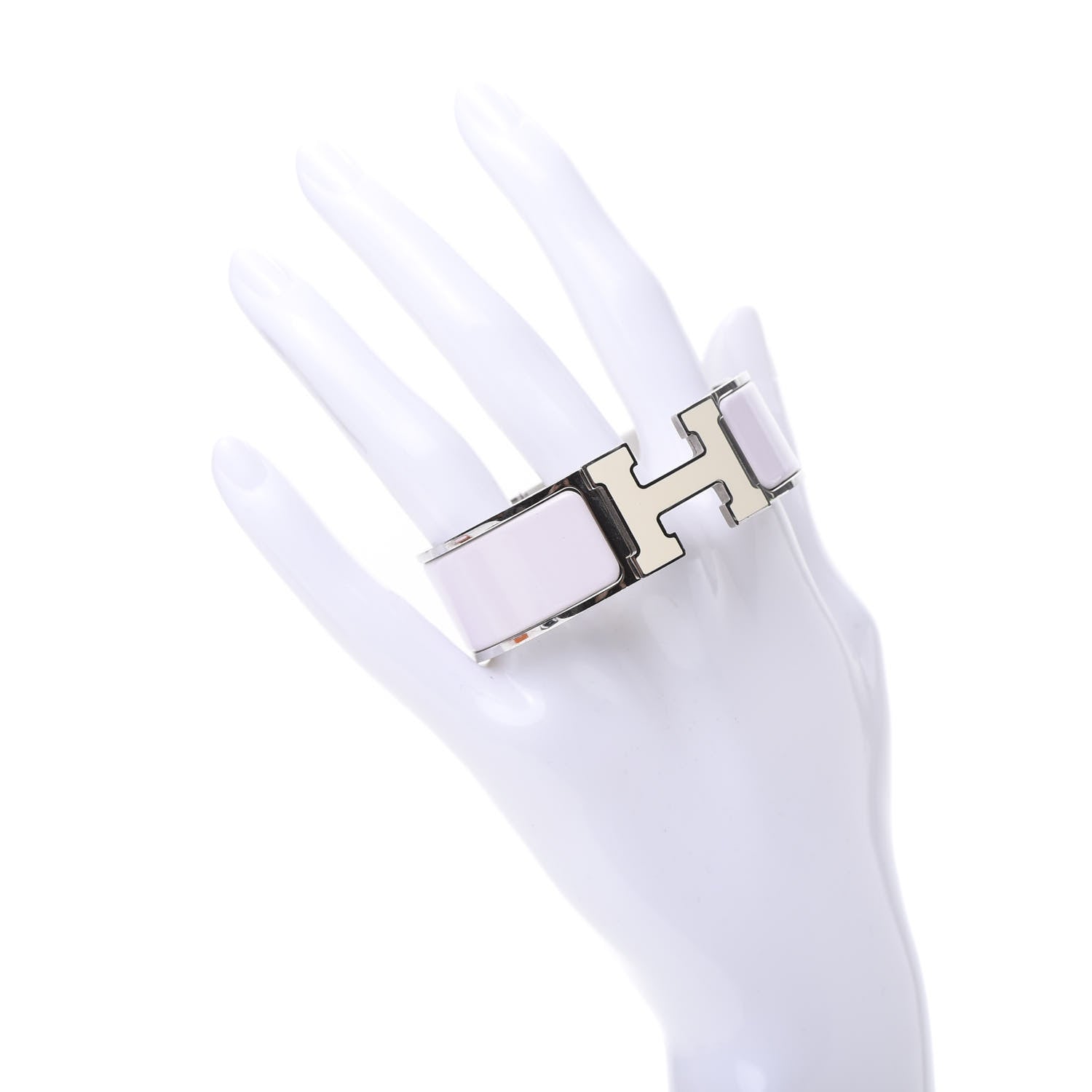 Hermes Enamel Wide Clic Clac H Bracelet PM Rose Nymph White 2 of 7