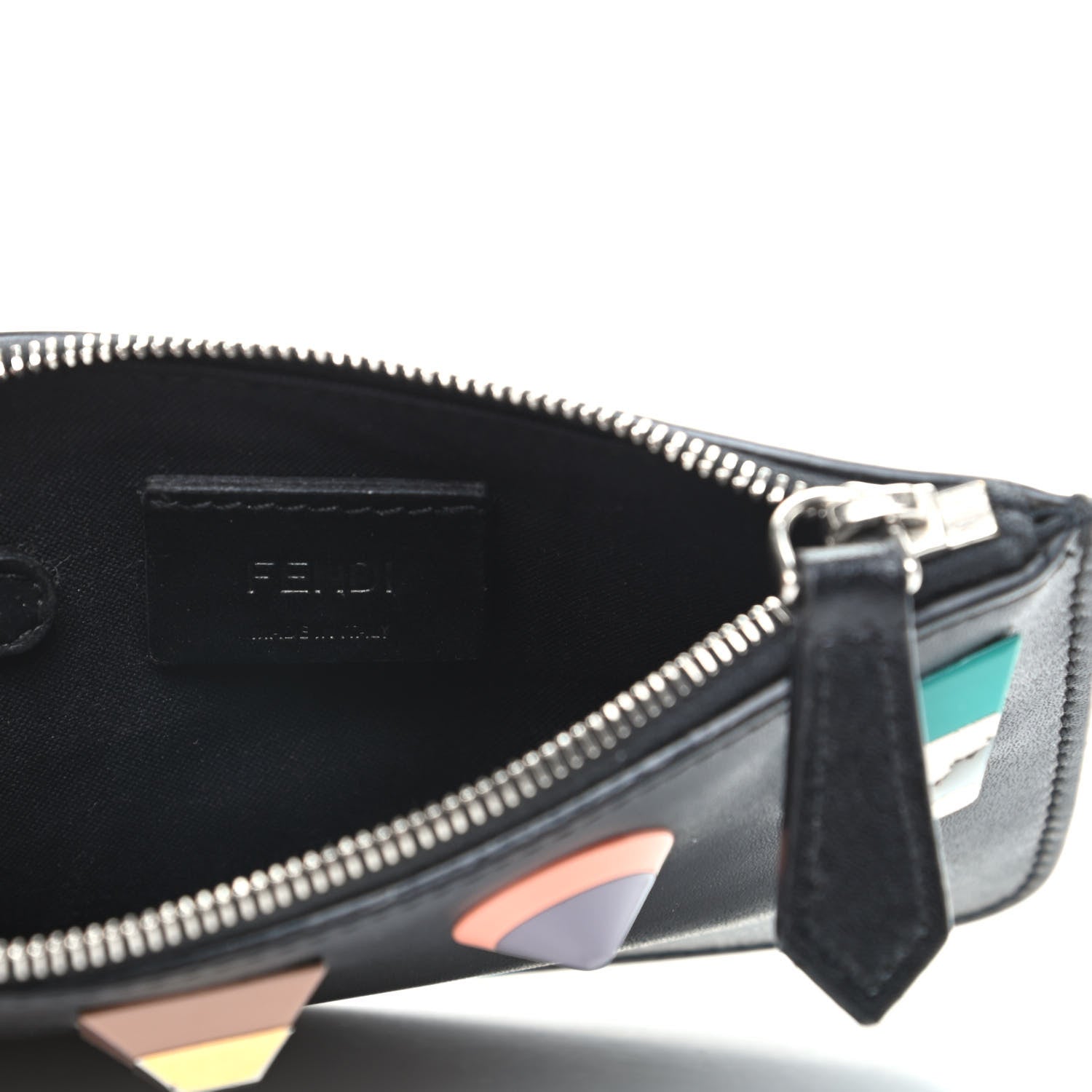 Fendi Vitello Liberty Studded Large Key Case Pouch Black Multicolor 5 of 8