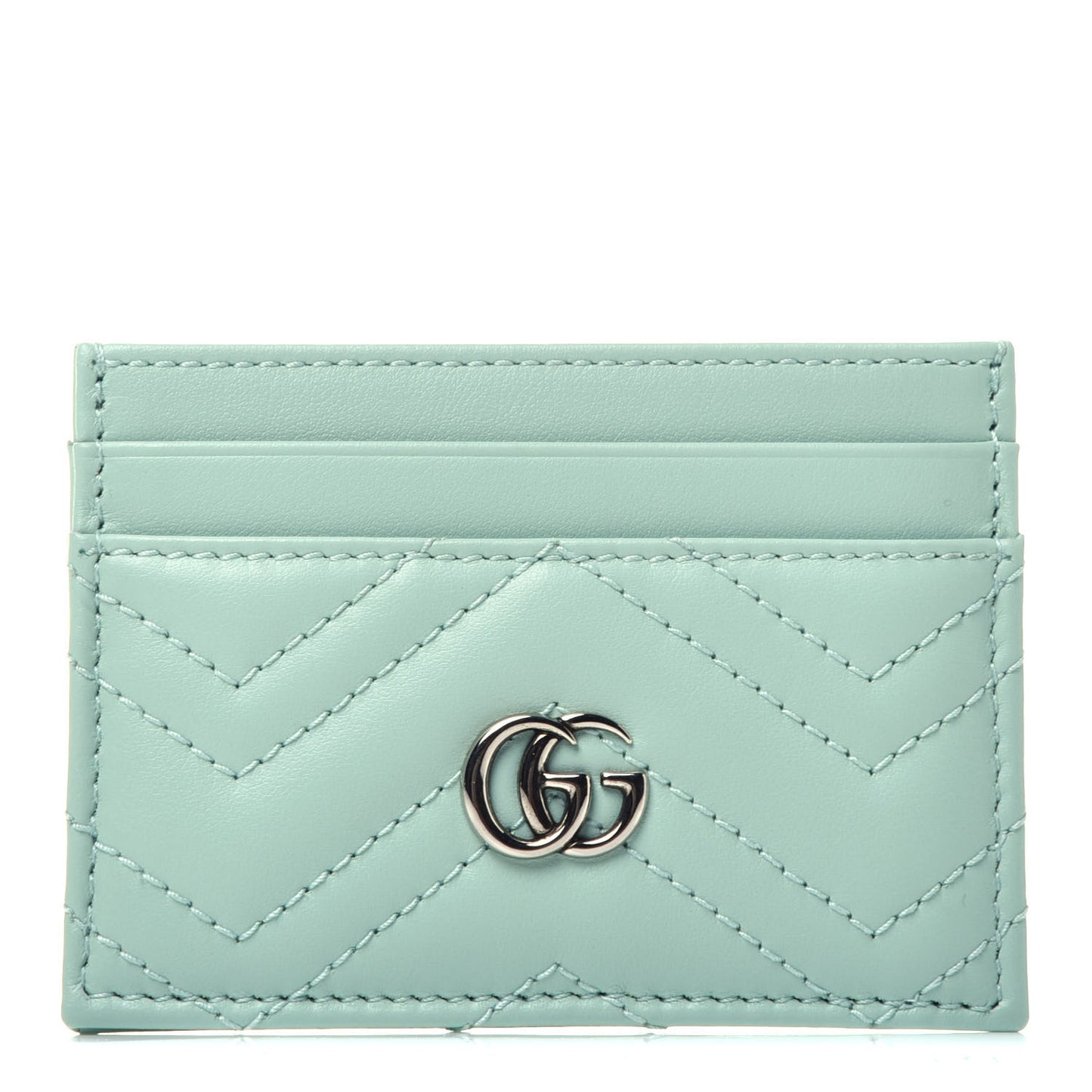 Calfskin Matelasse GG Marmont Card Holder Water Green