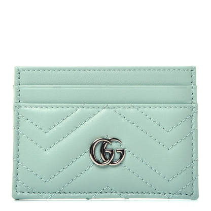 Gucci Calfskin Matelasse GG Marmont Card Holder Water Green 1 of 6