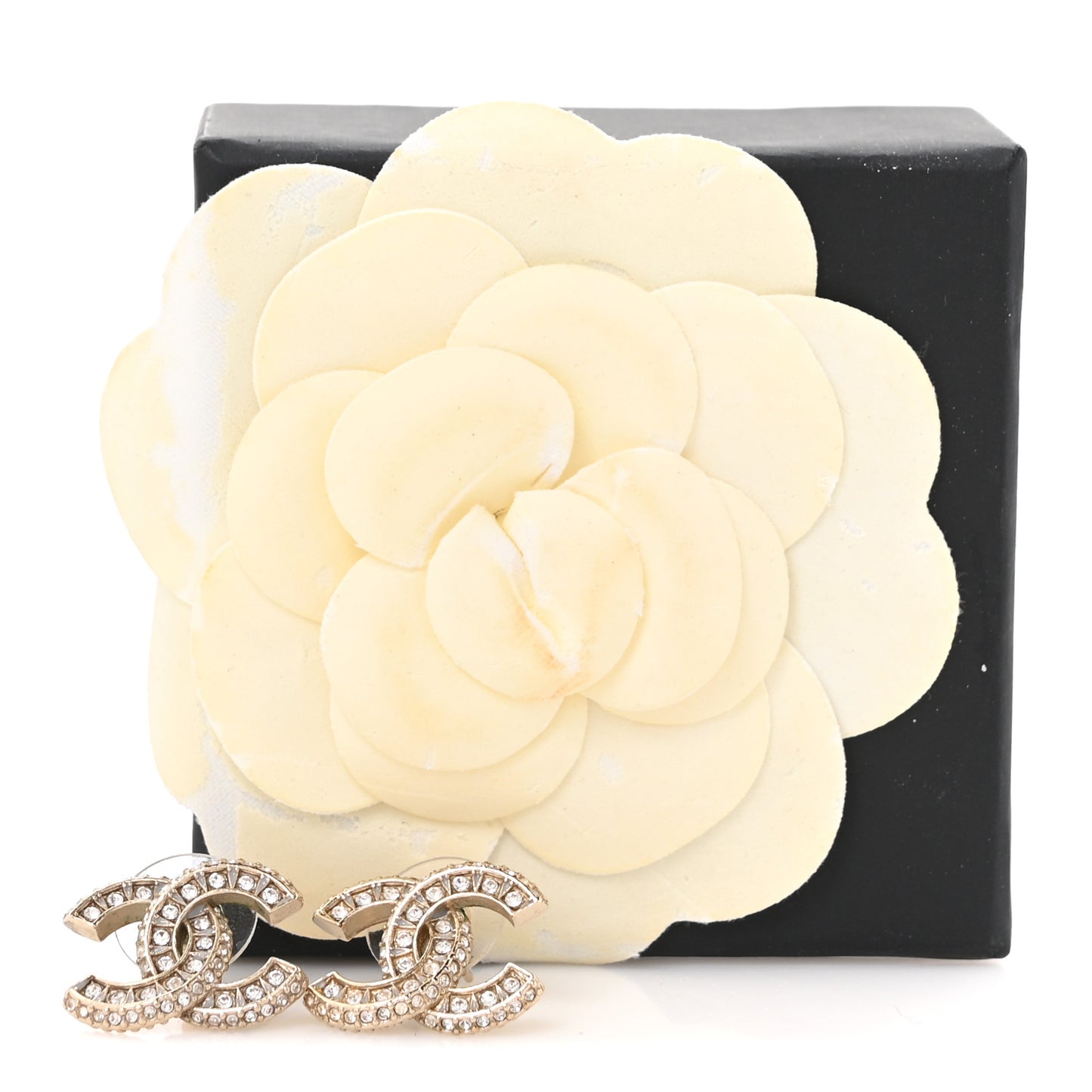 Crystal Timeless CC Earrings Light Gold
