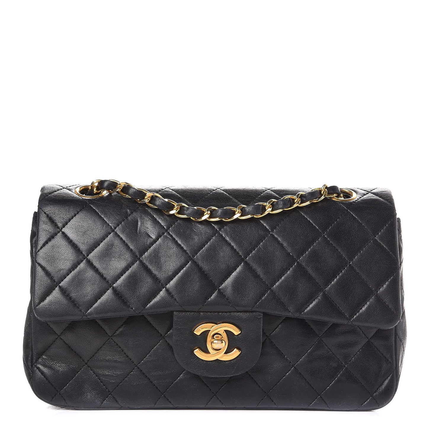 Lambskin Quilted Small Double Flap Black