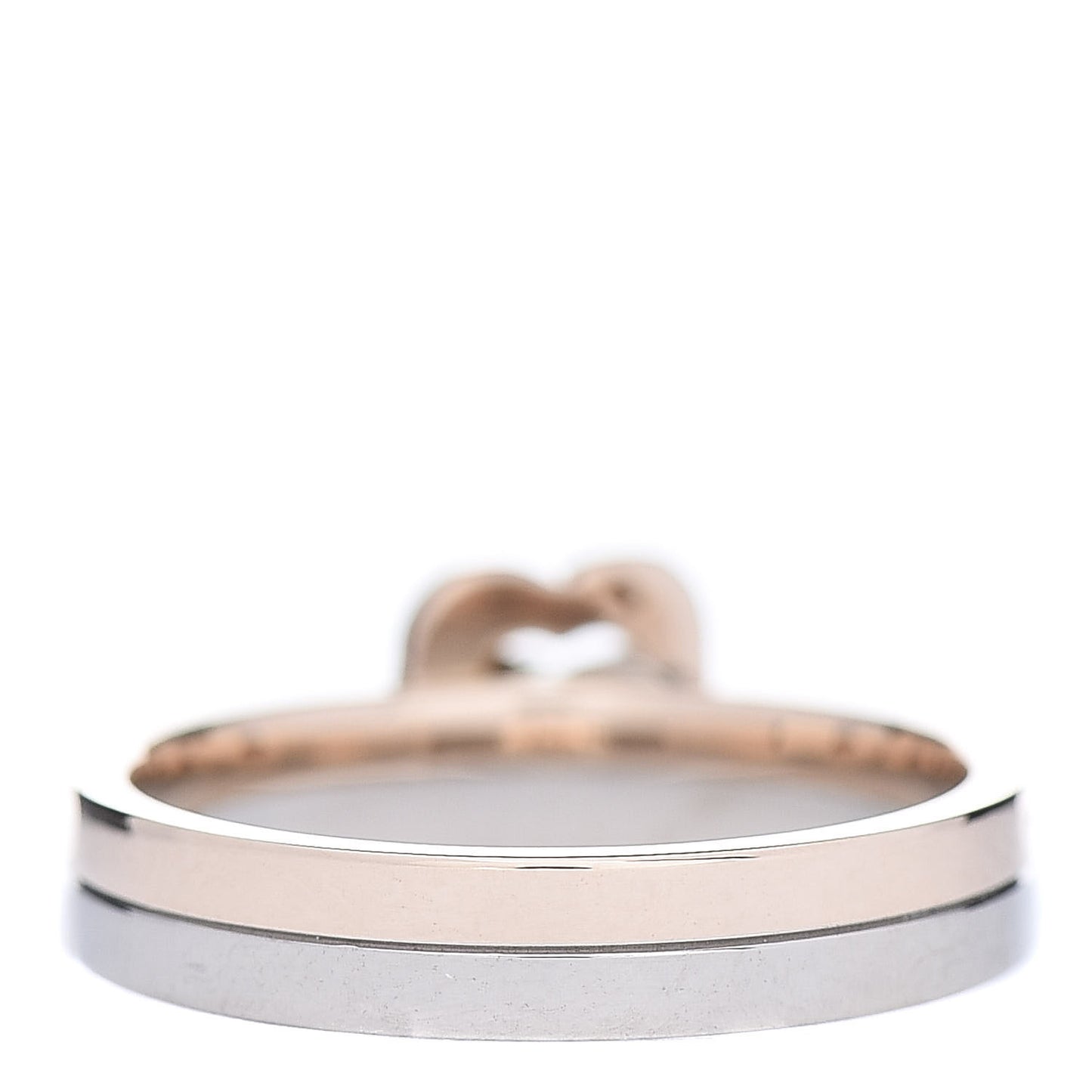 18K White Pink Gold Double Heart Ring 50 5.25