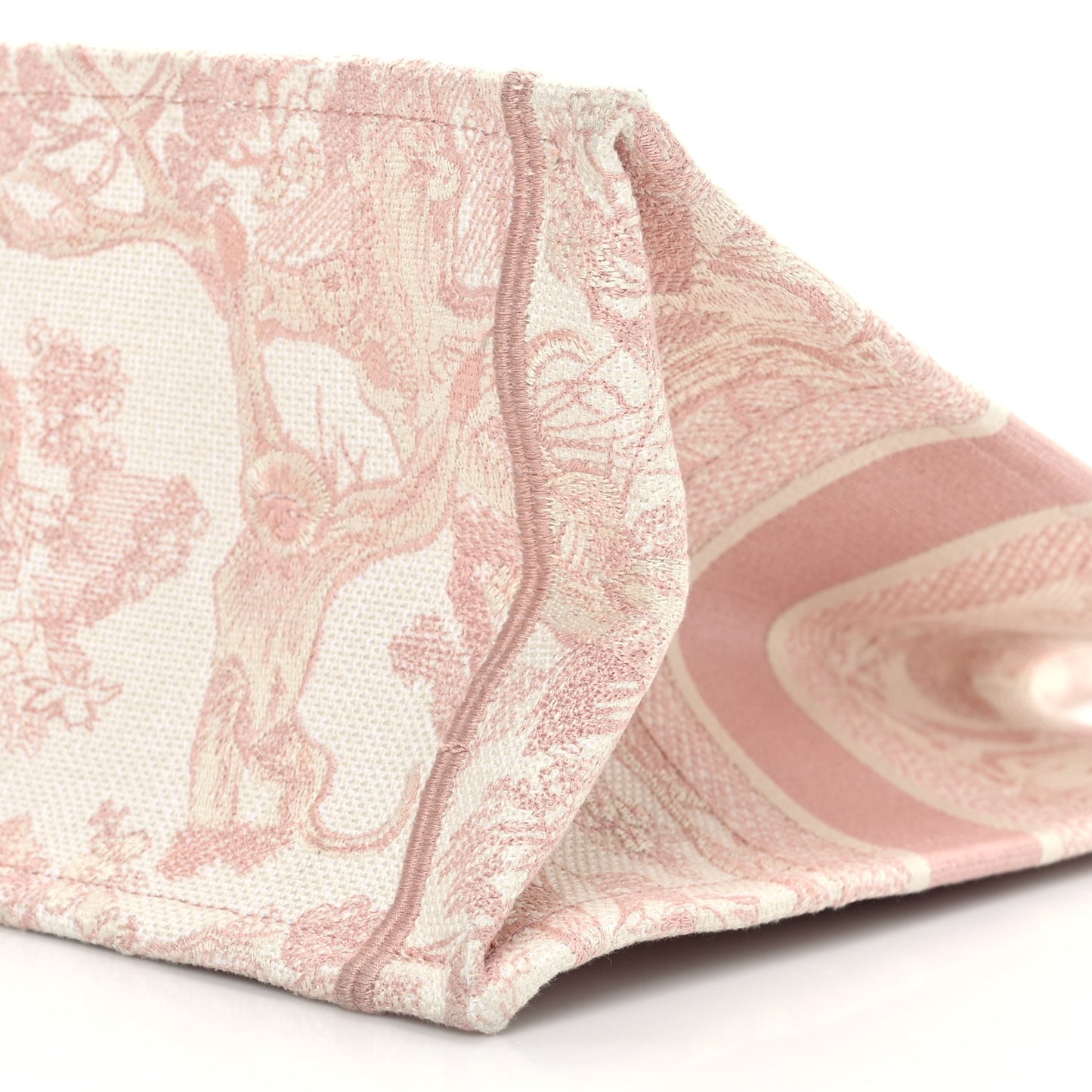 Canvas Toile De Jouy Embroidered Medium Book Tote Pink