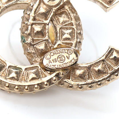 Chanel Crystal Timeless CC Earrings Light Gold 4 of 4