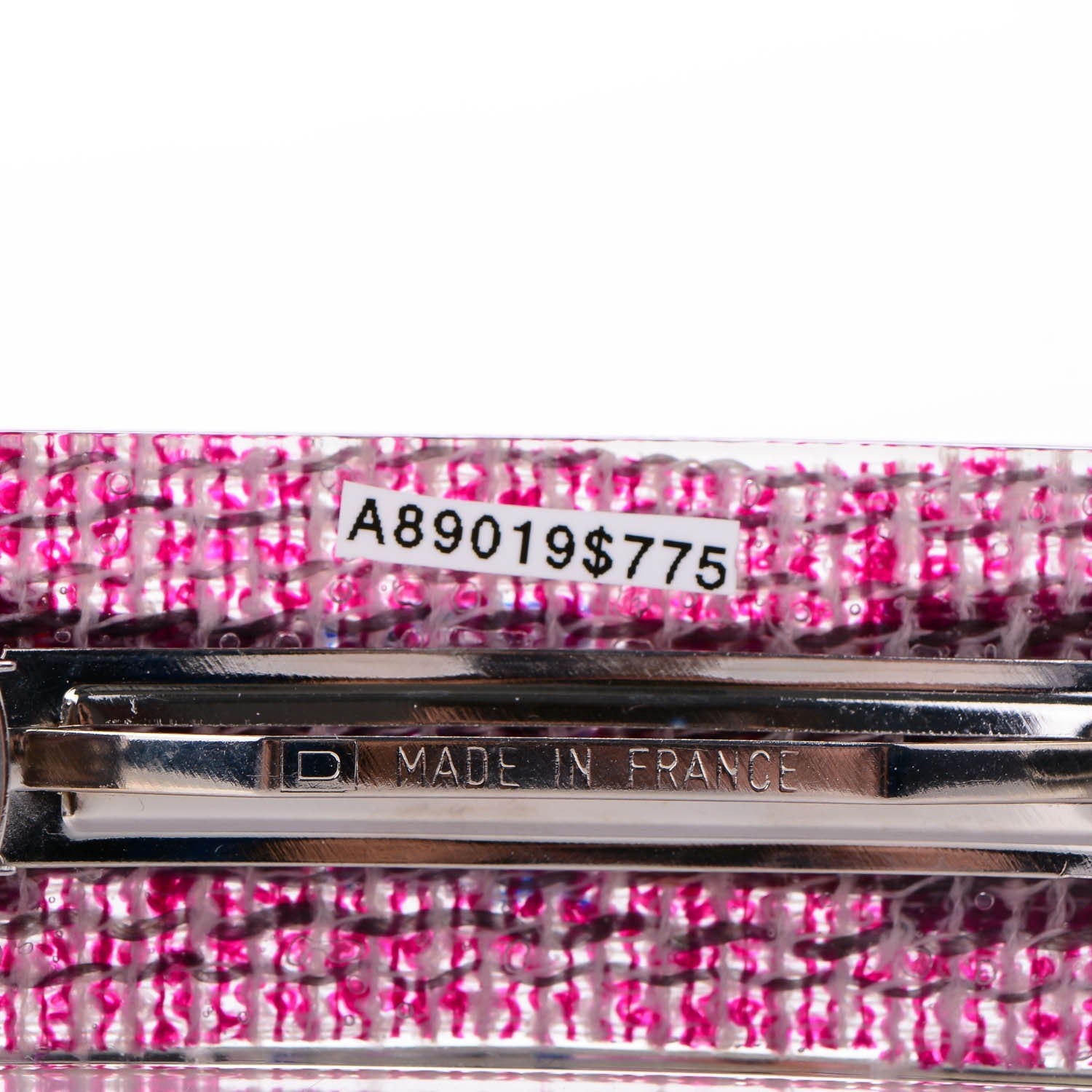 Chanel Resin Logo Barette Fuchsia 6 of 6