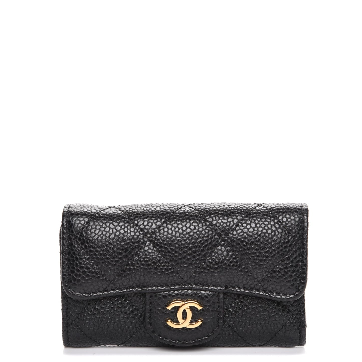 Caviar Quilted 6 Key Holder Black