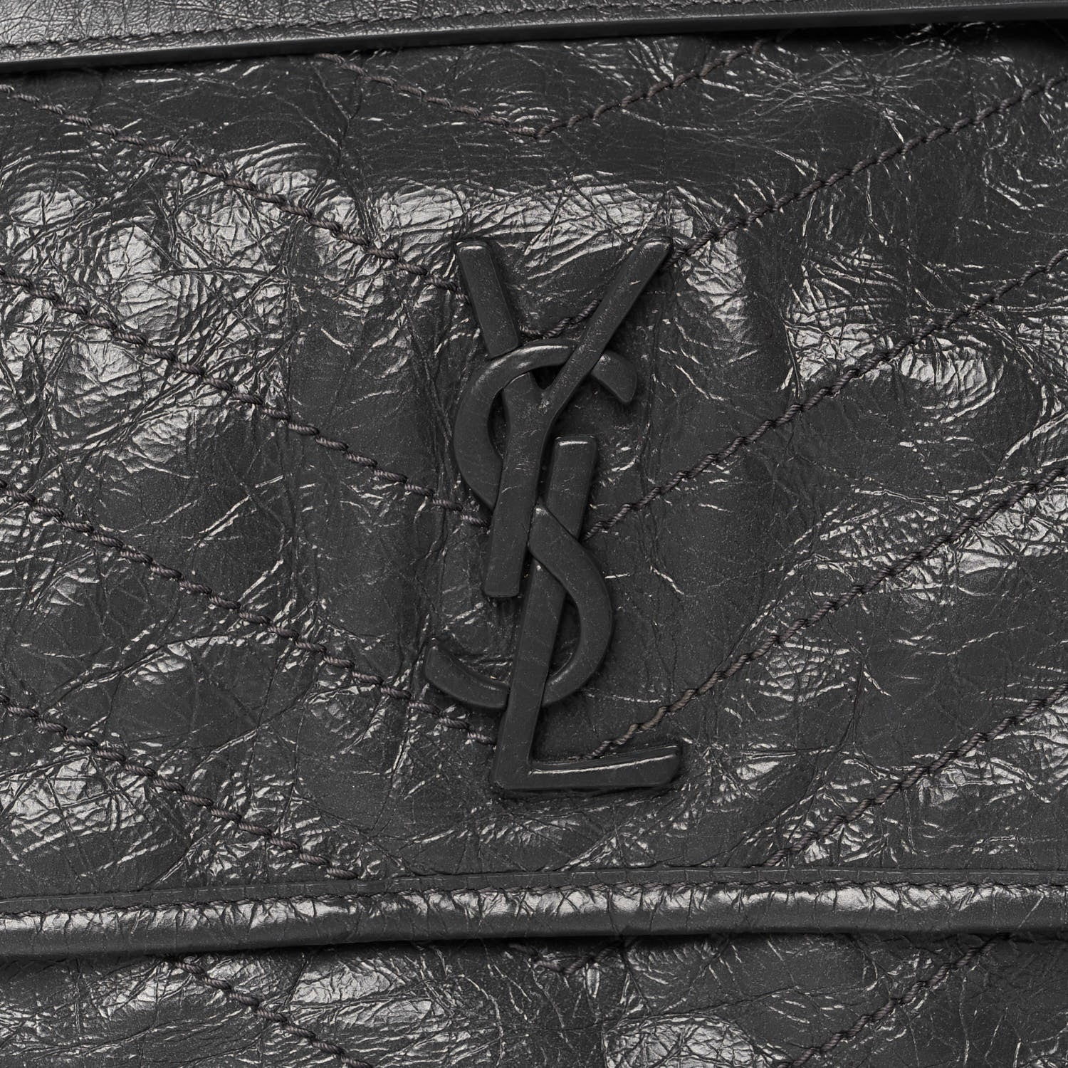 Saint Laurent Crinkled Calfskin Matelasse Monogram Medium Niki Chain Satchel Fog 13 of 13