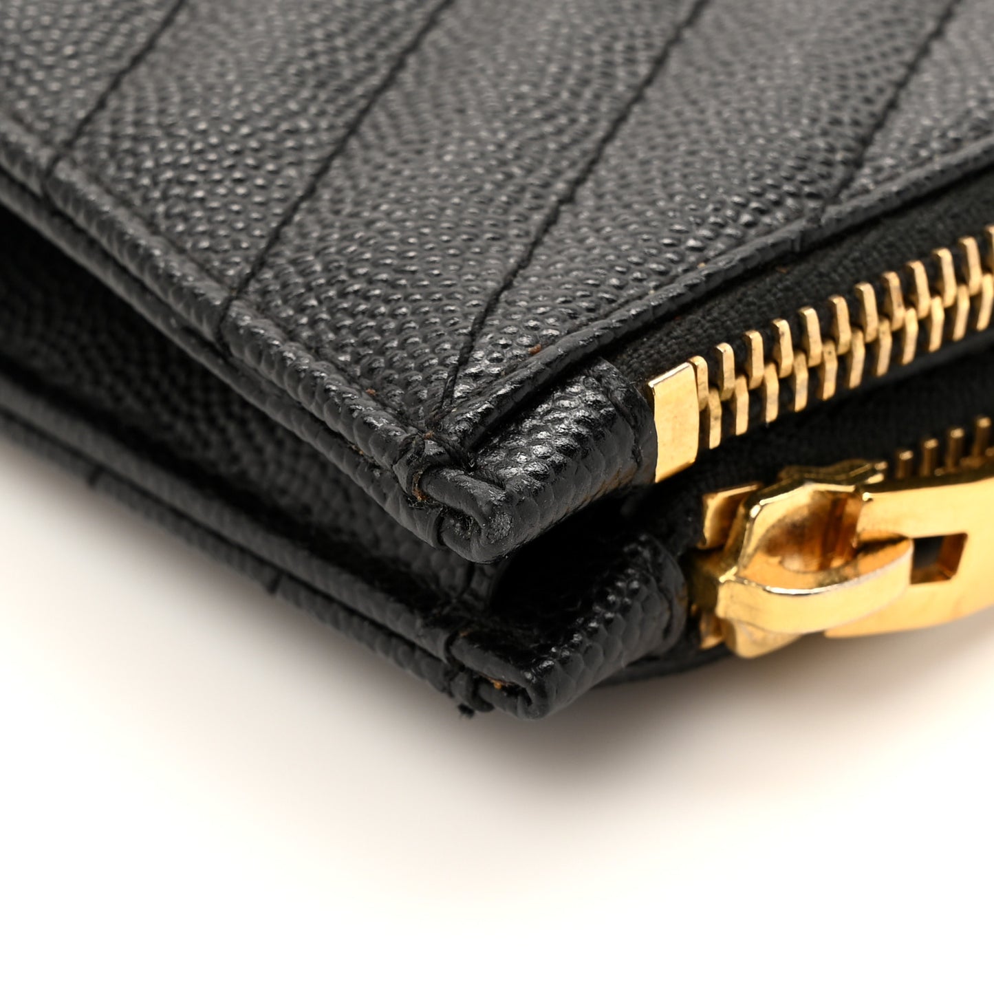Grain De Poudre Matelasse Chevron Monogram Double Zip Wallet Black