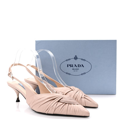 Prada Nappa Pointed Toe Slingback 55mm Pumps 40 Cipria 7 of 8