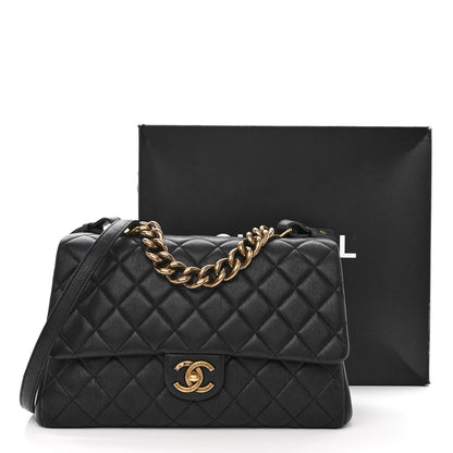 Chanel Shiny Sheepskin Quilted Large Trapezio Flap Black 13 of 13