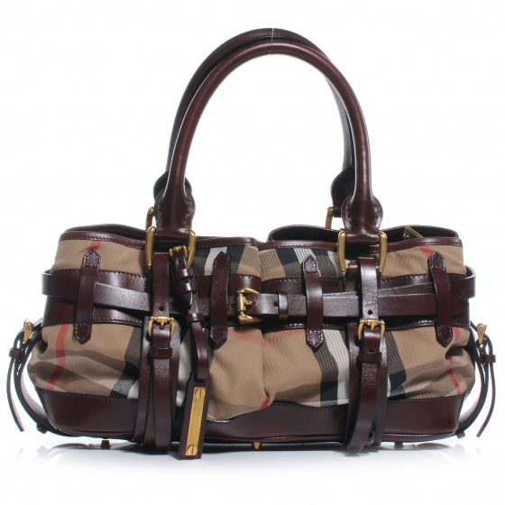 Burberry House Check Bridle Calfskin Belted Satchel Brown 1 of 10
