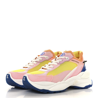 Louis Vuitton Patent Calfskin Technical Mesh Monogram Run 55 Sneakers 38.5 Pink Rose Orange 4 of 9