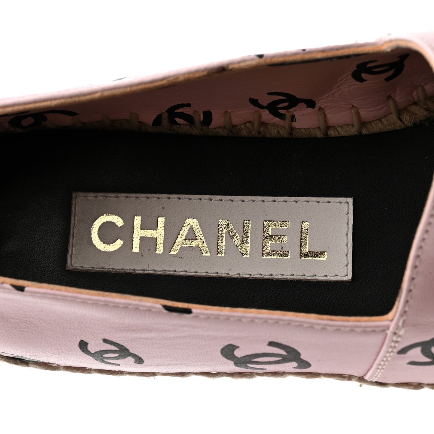 Lambskin Printed Coco Beach Espadrilles 37 Light Pink Black