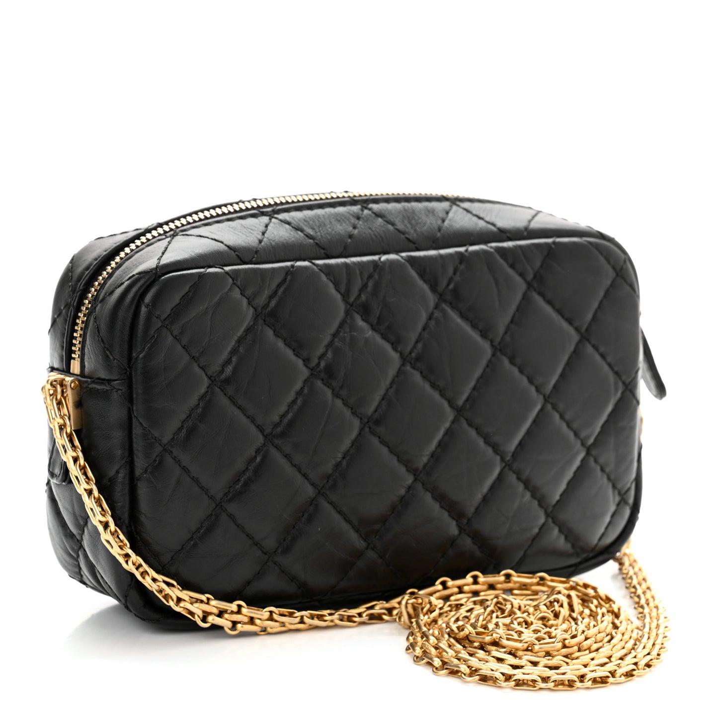 Aged Calfskin Quilted Mini Reissue Camera Case Black
