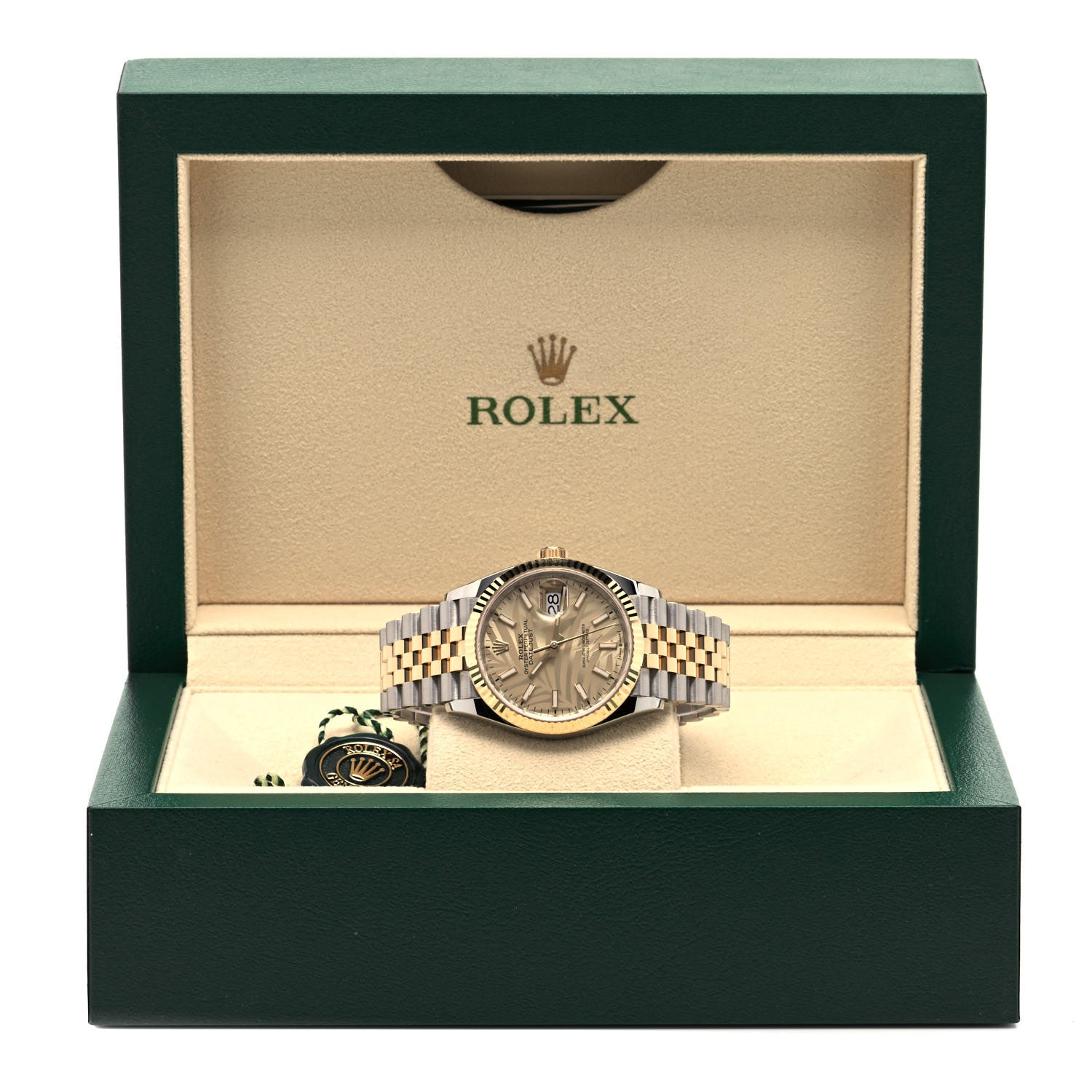 Rolex Stainless Steel 18K Yellow Gold 36mm Oyster Perpetual Datejust Watch Golden Palm 126233 5 of 5