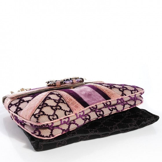 Gucci Monogram Tom Ford Crocodile Jeweled Dragon Flap Bag Purple 4 of 8