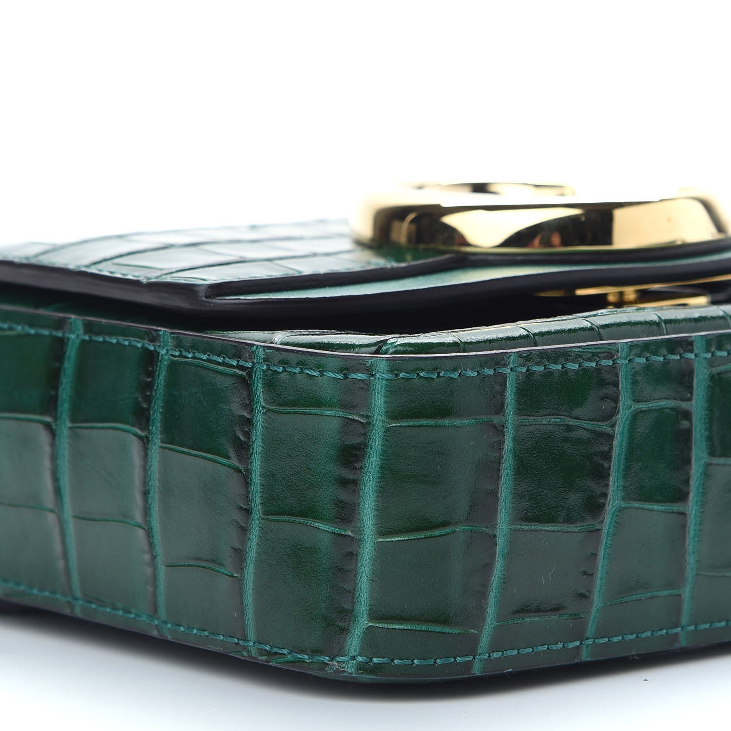 Chloe Calfskin Crocodile Embossed Mini C Double Carry Woodsy Green 7 of 8