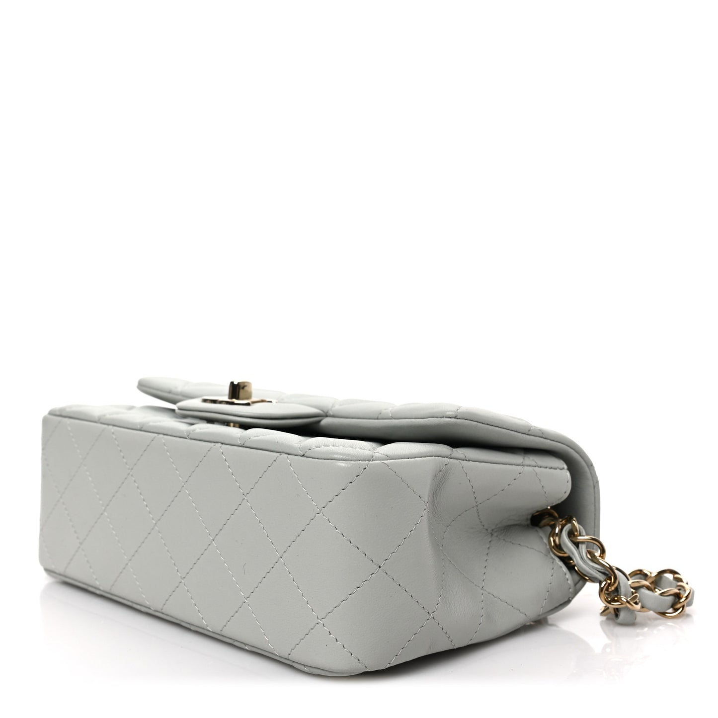 Lambskin Quilted Mini Rectangular Flap Grey